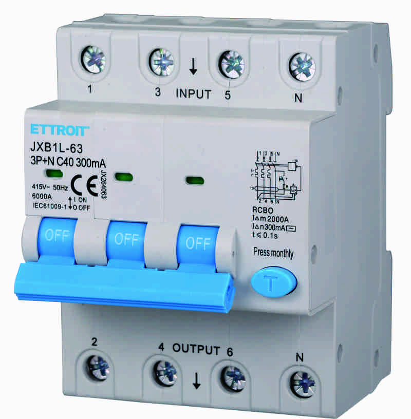 JX264063 — Magnetotermico Differenziale 3P+N 40A 300mA 380V-6kA ELETTRONICO