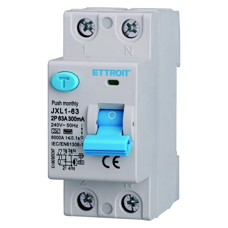 JX3263613 — Interruttore Differenziale Puro 2P 63A 300mA 220V-6kA Tipo F