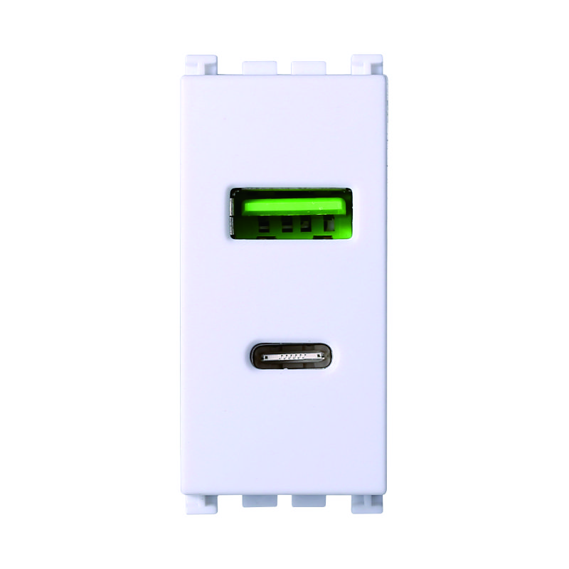 VA3002B — PRESA USB 2 IN 1 USB+TYPE-C 3.1AMH BIANCO