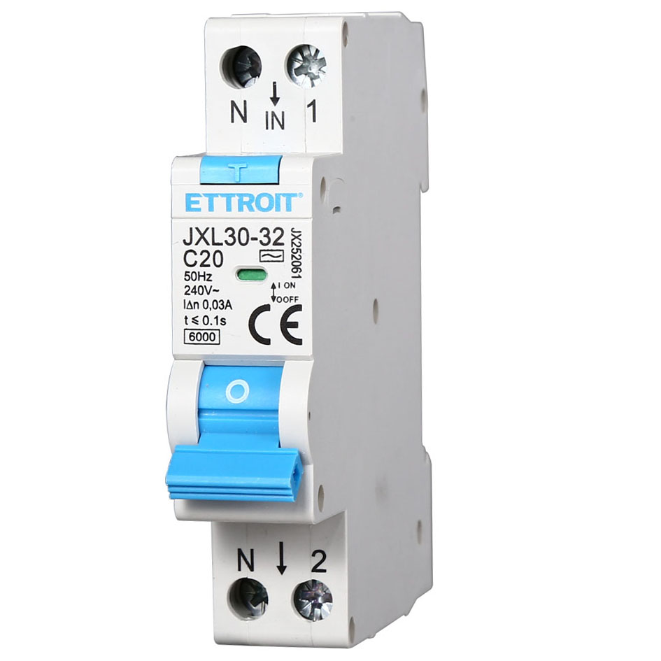 JX252061 — Magnetotermico Differenziale 1P+N 20A 30mA 220V-6kA ELETTRONICO