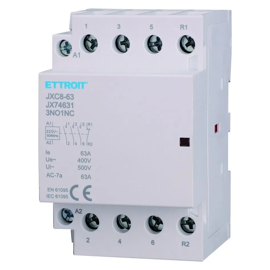 JX74631 — AC contattore DIN Rail 4P 220V 63A 3 Contatti NO 1 Contatti NC