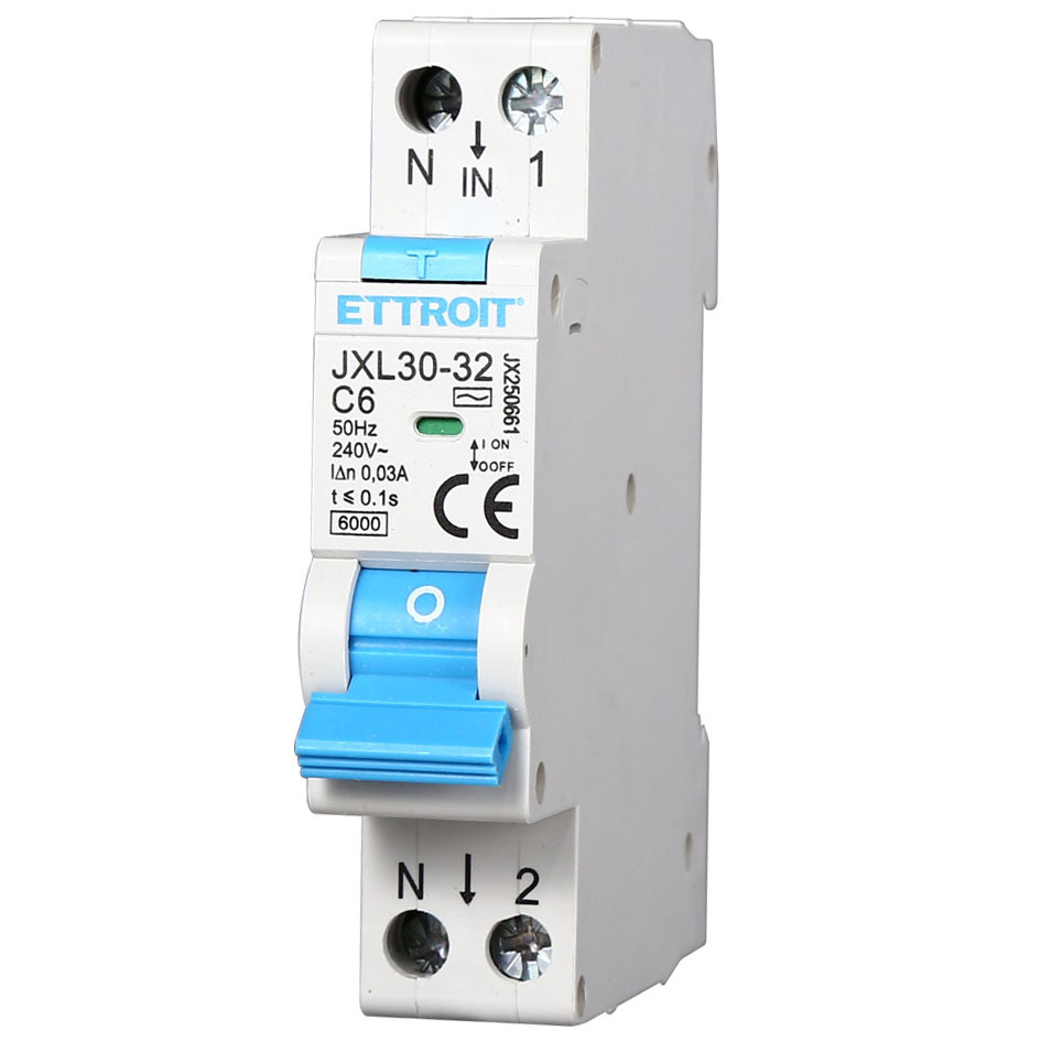 JX250661 — Magnetotermico Differenziale 1P+N 6A 30mA 220V-6kA ELETTRONICO