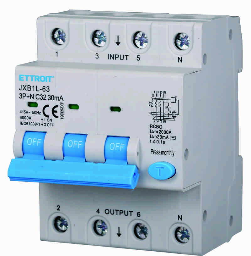 JX263261 — Magnetotermico Differenziale 3P+N 32A 30mA 380V-6kA ELETTRONICO