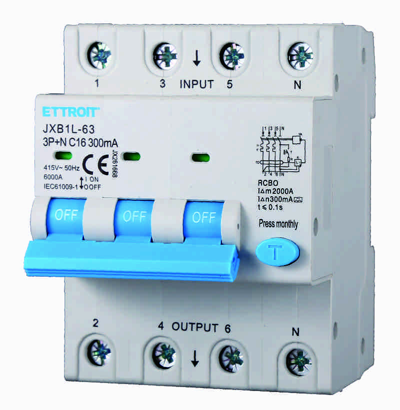 JX261668 — Magnetotermico Differenziale 3P+N 16A 300mA 380V-6kA CLASSE A ELETTRONICO