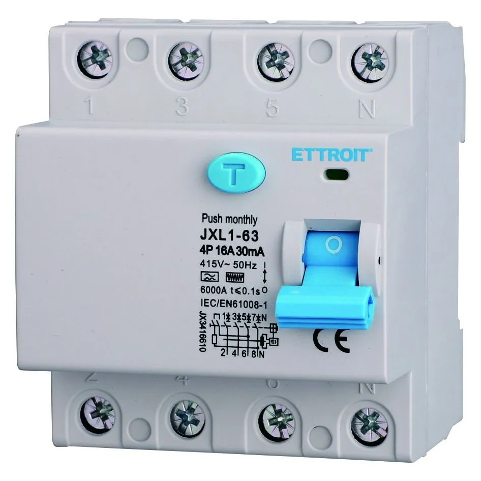 JX3416610 — Interruttore Differenziale Puro 4P 16A 30mA 380V-6kA Tipo F
