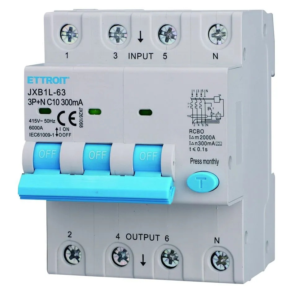 JX261068 — Magnetotermico Differenziale 3P+N 10A 300mA 380V-6kA CLASSE A ELETTRONICO