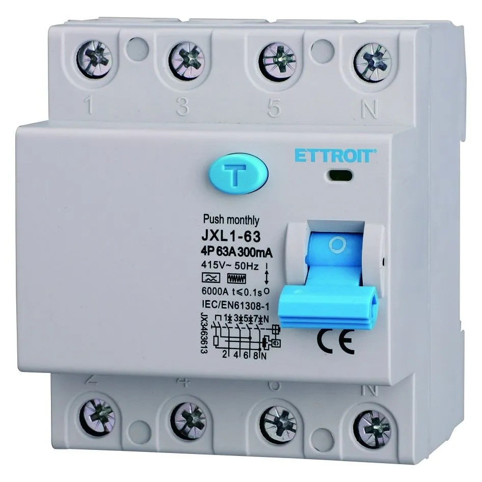 JX3463613 — Interruttore Differenziale Puro 4P 63A 300mA 380V-6kA Tipo F