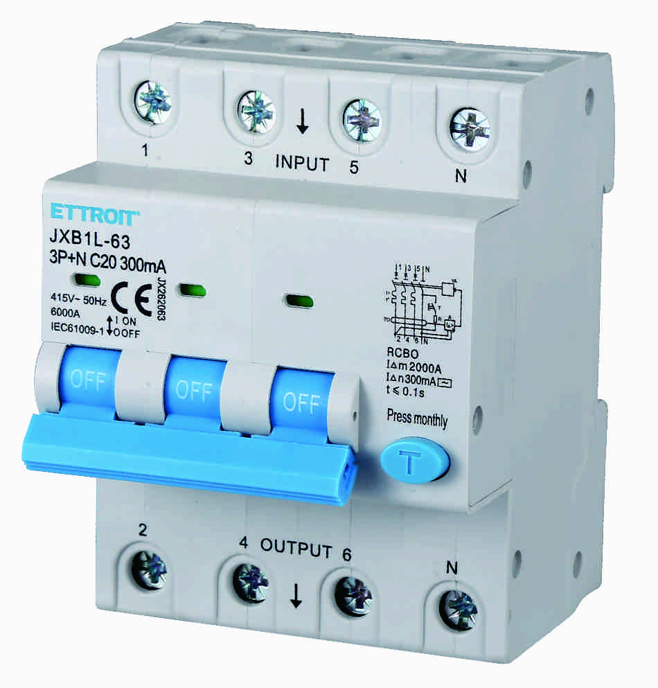 JX262063 — Magnetotermico Differenziale 3P+N 20A 300mA 380V-6kA ELETTRONICO