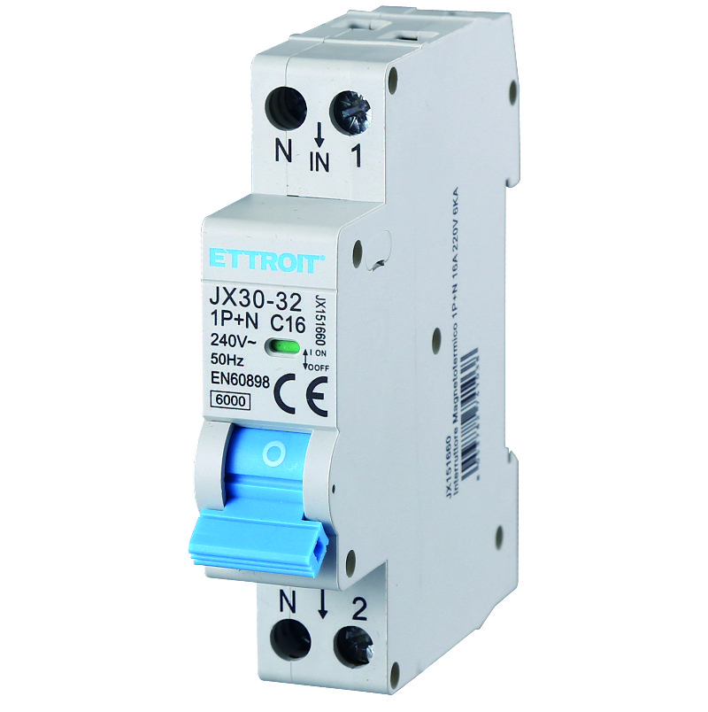 JX151660 — Interruttore Magnetotermico 1P+N 16A 220V 6kA