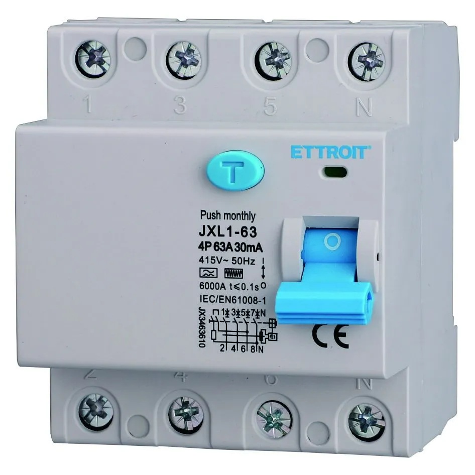 JX3463610 — Interruttore Differenziale Puro 4P 63A 30mA 380V-6kA Tipo F