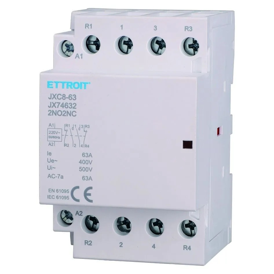JX74632 — AC contattore DIN Rail 4P 220V 63A 2 Contatti NO 2 Contatti NC