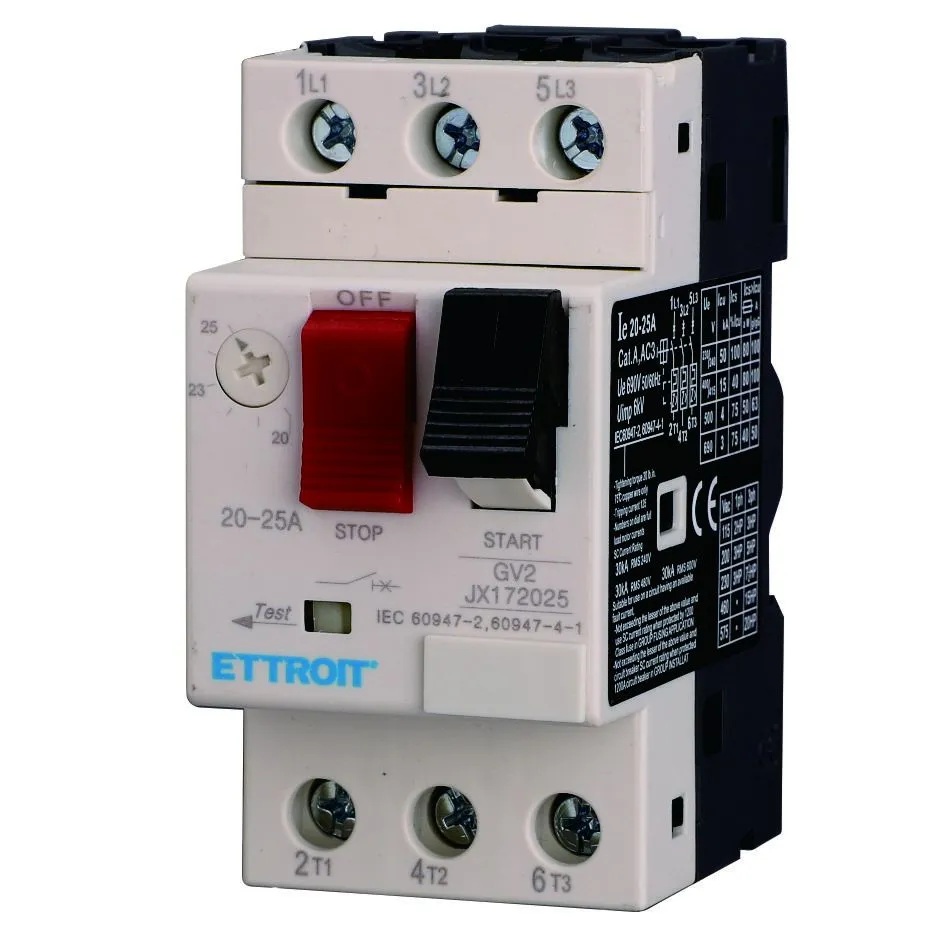 JX172025 — Interruttore Salvamotore Magnetotermico GV2 3P Regolabile 20–25A per Guida DIN