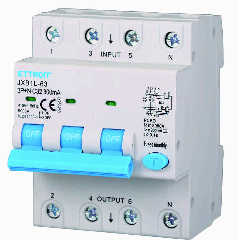 JX263263 — Magnetotermico Differenziale 3P+N 32A 300mA 380V-6kA ELETTRONICO