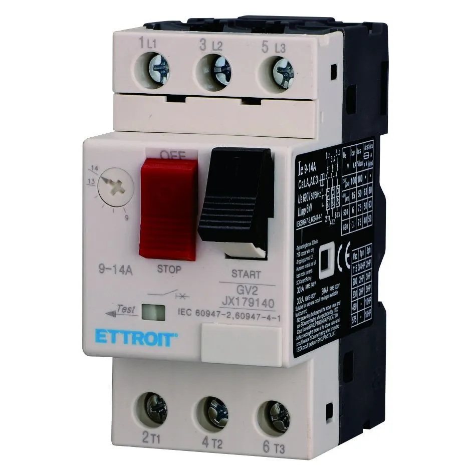 JX179140 — Interruttore Salvamotore Magnetotermico GV2 3P Regolabile 9–14A per Guida DIN
