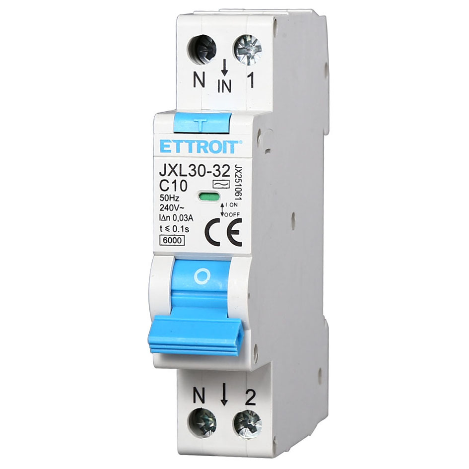 JX251061 — Magnetotermico Differenziale 1P+N 10A 30mA 220V-6kA ELETTRONICO