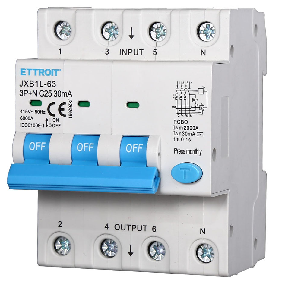 JX262561 — Magnetotermico Differenziale 3P+N 25A 30mA 380V-6kA ELETTRONICO