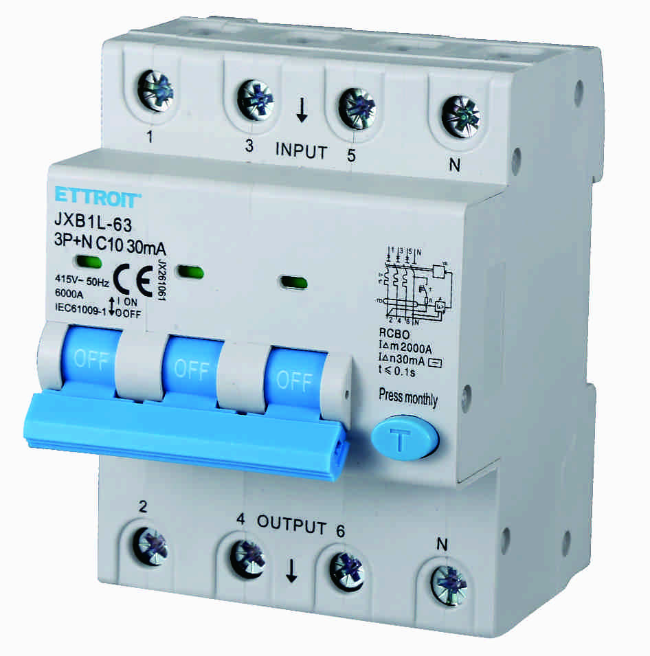 JX261061 — Magnetotermico Differenziale 3P+N 10A 30mA 380V-6kA ELETTRONICO