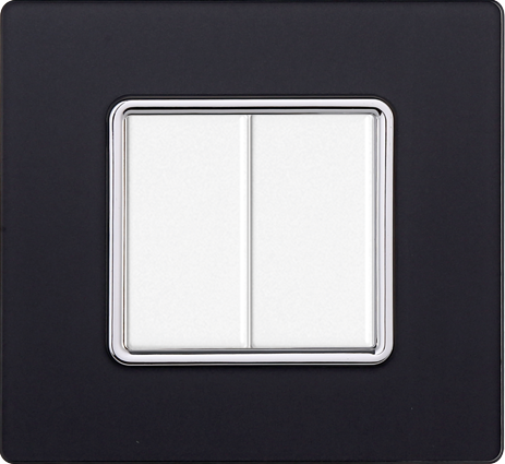 MT84210 — PLACCA VETRO 2P ACCIAIO SCURO