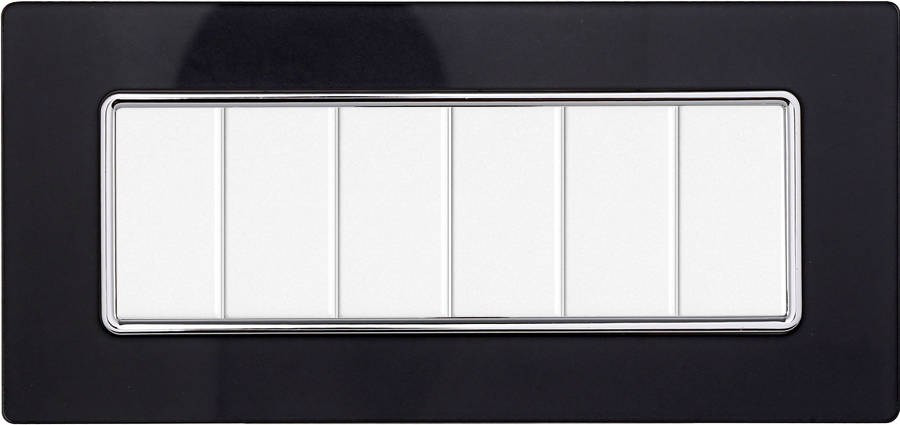 MT84610 — PLACCA VETRO 6P ACCIAIO SCURO