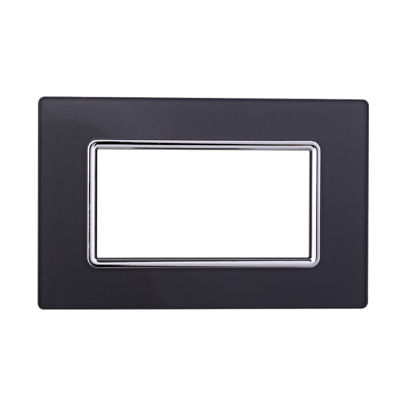 LN84410 — PLACCA VETRO 4P ACCIAIO SCURO
