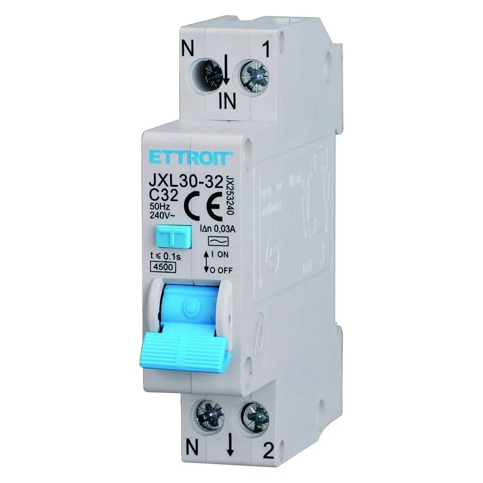 JX253240 — Magnetotermico Differenziale 1P+N 32A 30mA 220V-4.5kA ELETTRONICO