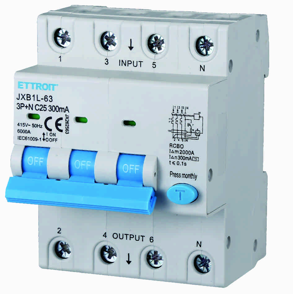 JX262563 — Magnetotermico Differenziale 3P+N 25A 300mA 380V-6kA ELETTRONICO