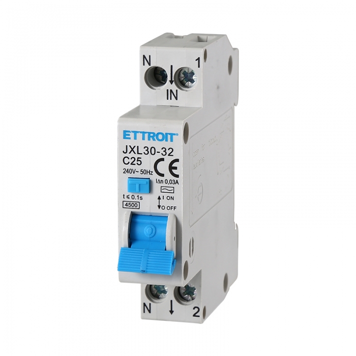 JX252540 — Magnetotermico Differenziale 1P+N 25A 30mA 220V-4.5kA ELETTRONICO