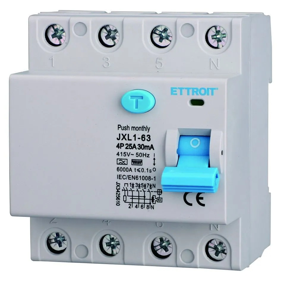 JX3425610 — Interruttore Differenziale Puro 4P 25A 30mA 380V-6kA Tipo F