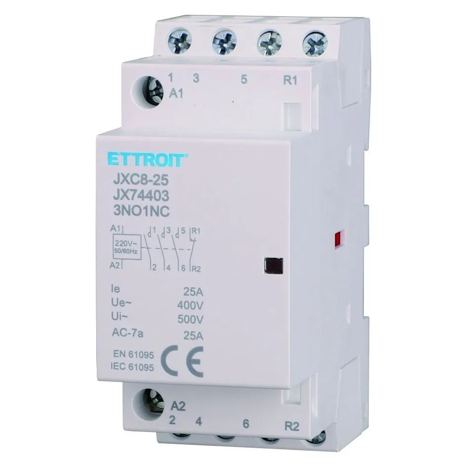 JX74403 — AC contattore DIN Rail 4P 220V 25A 3 Contatti NO 1 Contatti NC