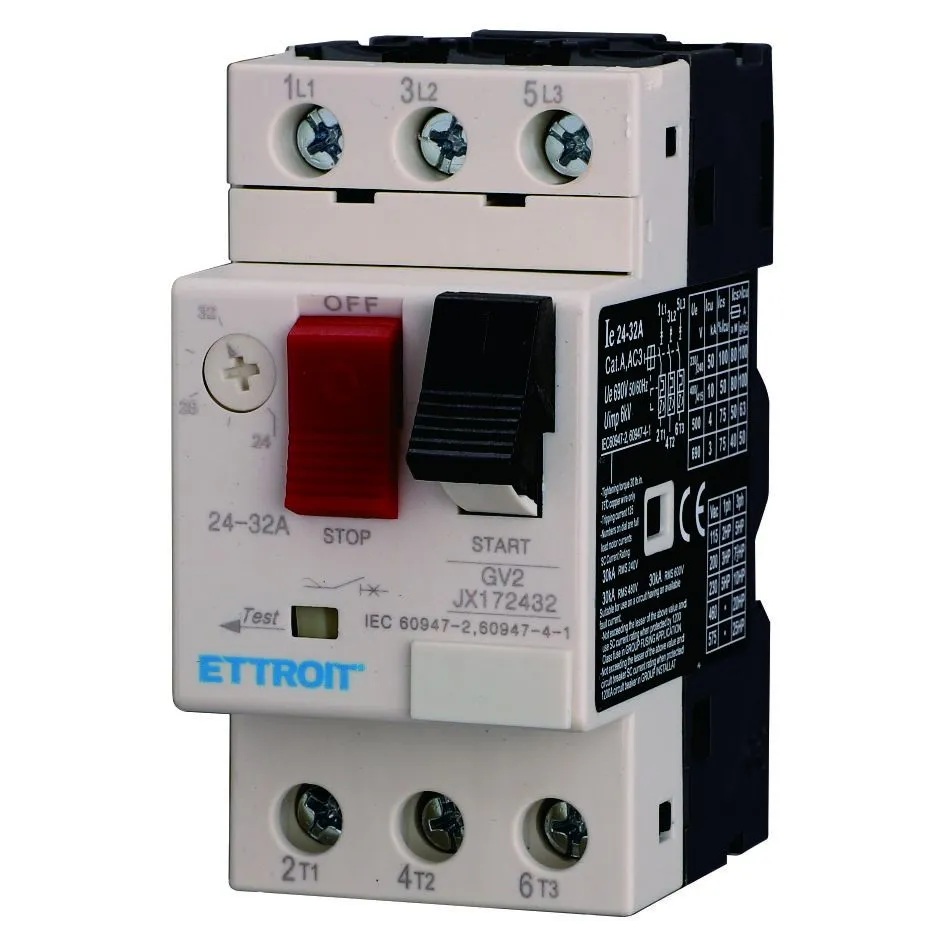 JX172432 — Interruttore Salvamotore Magnetotermico GV2 3P Regolabile 24–32A per Guida DIN