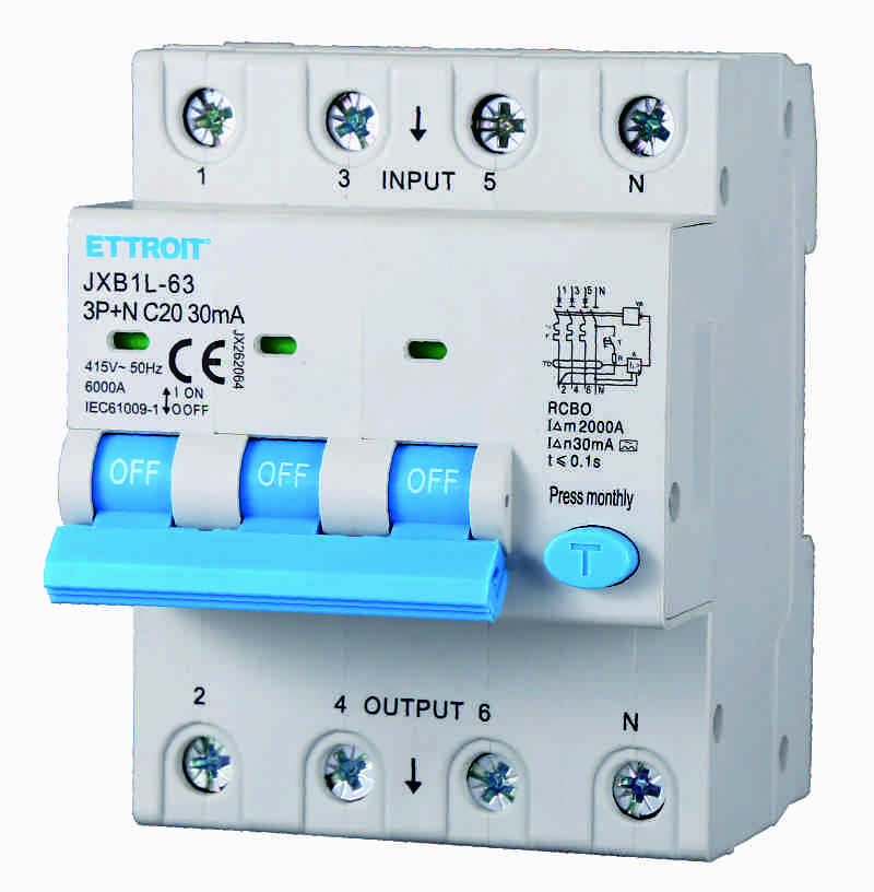 JX262064 — Magnetotermico Differenziale 3P+N 20A 30mA 380V-6kA CLASSE A ELETTRONICO