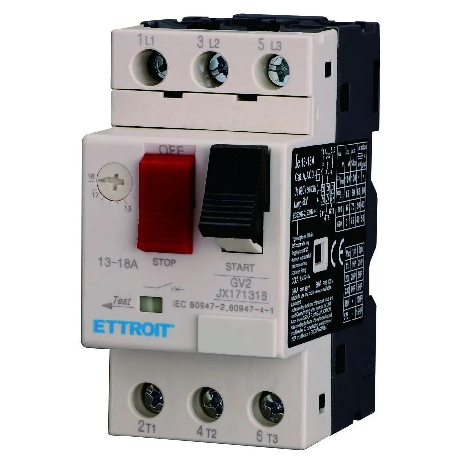 JX171318 — Interruttore Salvamotore Magnetotermico GV2 3P Regolabile 13–18A per Guida DIN