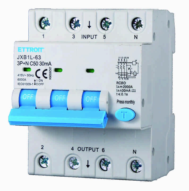 JX265064 — Magnetotermico Differenziale 3P+N 50A 30mA 380V-6kA CLASSE A ELETTRONICO