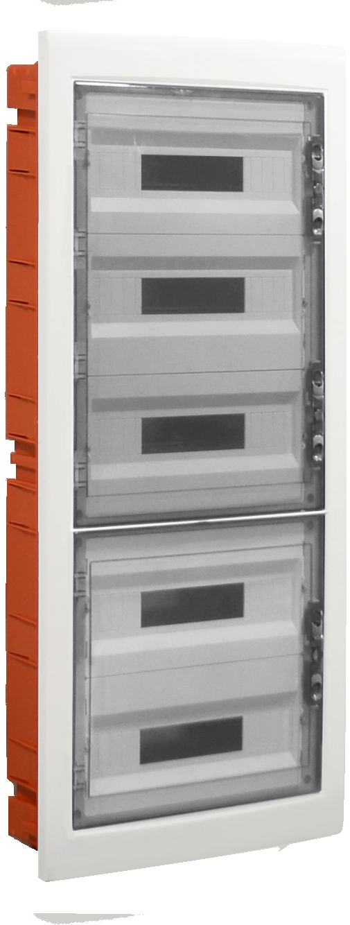 DB110990 — Centralino incasso 90M(18X5) IP40 / Bianco - Portello trasparente Fumè