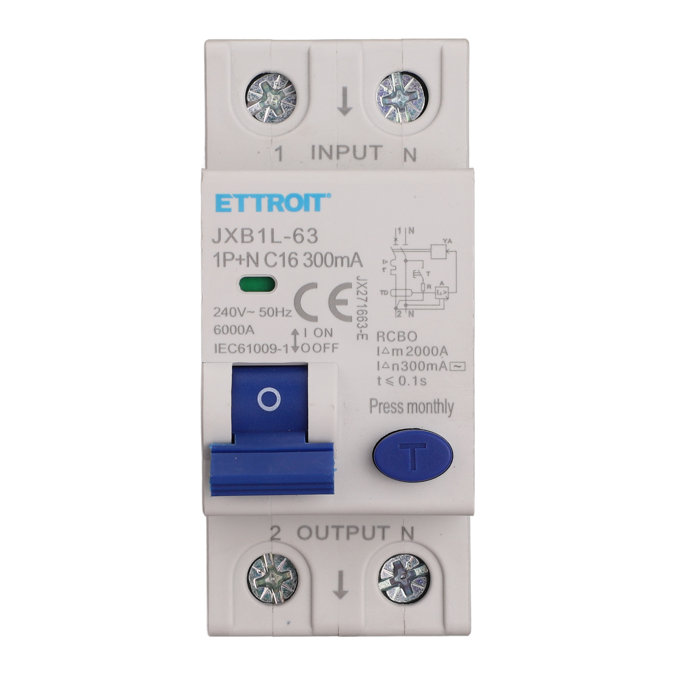 JX271663-E — Magnetotermico Differenziale 1P+N 16A 300mA 220V-6kA ELETTRONICO