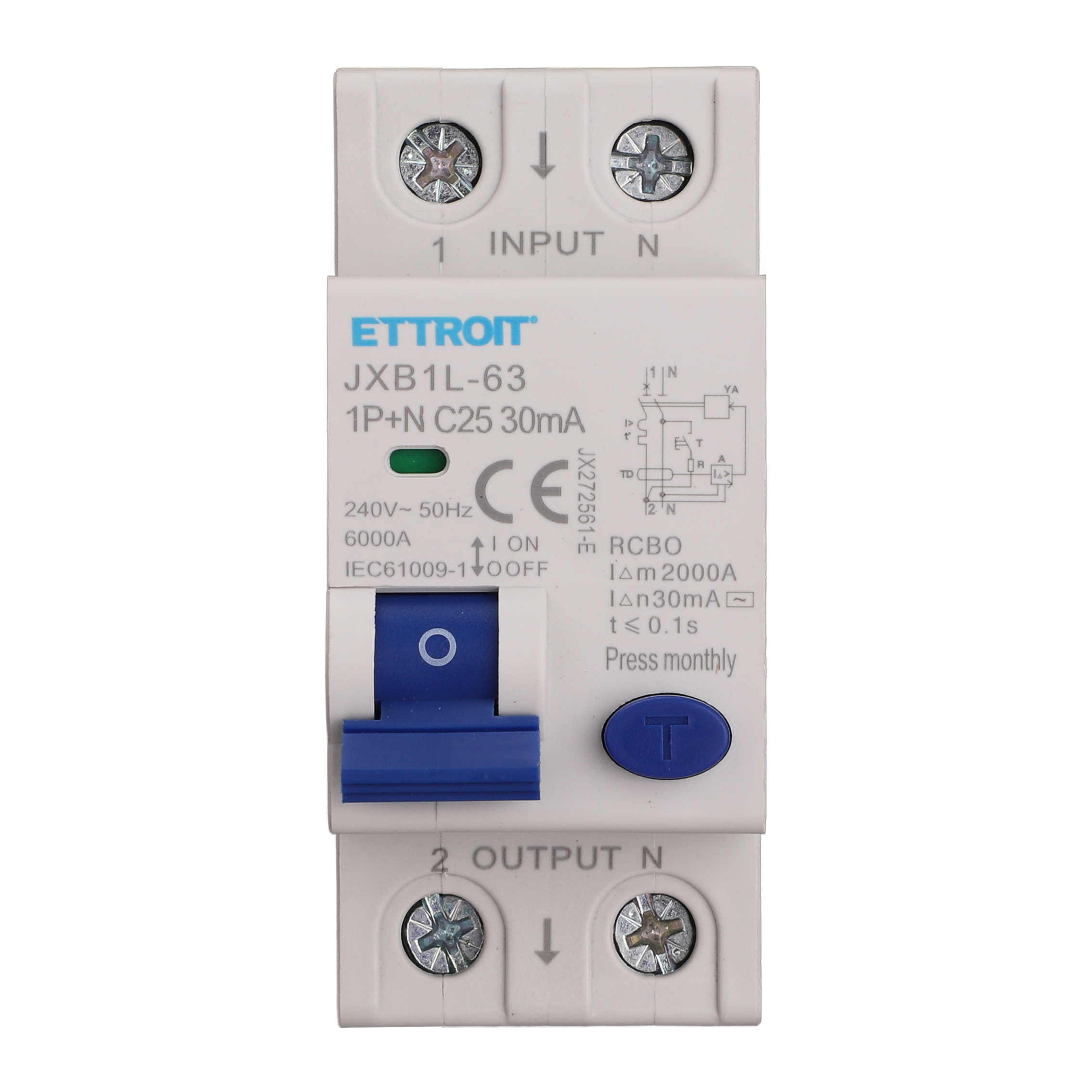JX272561-E — Magnetotermico Differenziale 1P+N 25A 30mA 220V-6kA ELETTRONICO