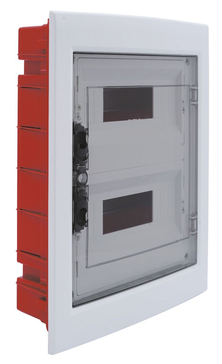 DB110924 — Centralino incasso 24M(12X2) IP40 / Bianco - Portello trasparente Fumè