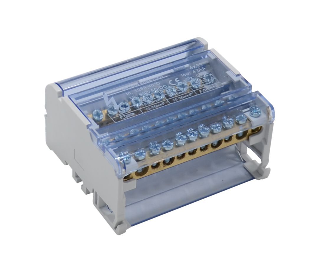 DB1200411 — Morsettiera quadripolare 4x11 (22 fori) 125A