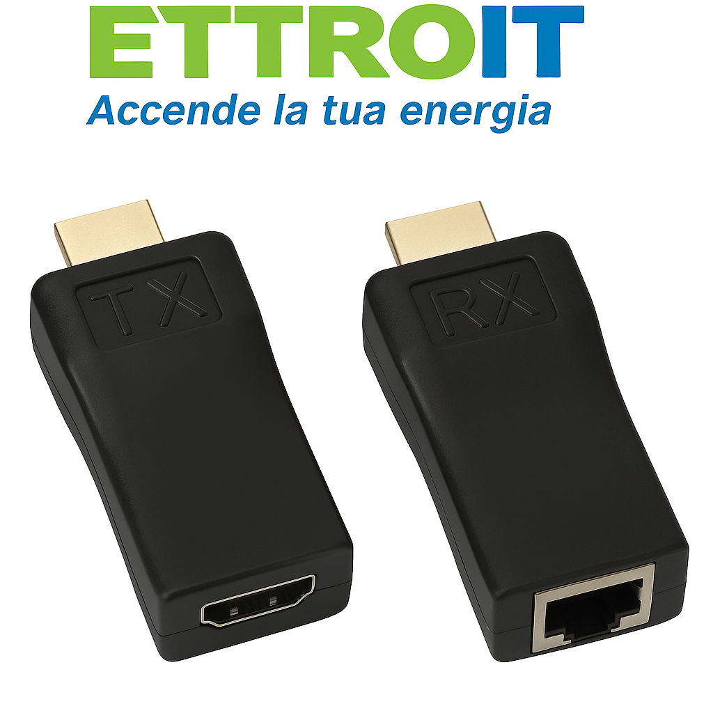 ET5002 — ETTROIT Prolunga/adattatore da HDMI a RJ45, per cavo Cat 5e/6, 1080p, trasmissione fino a 30 m