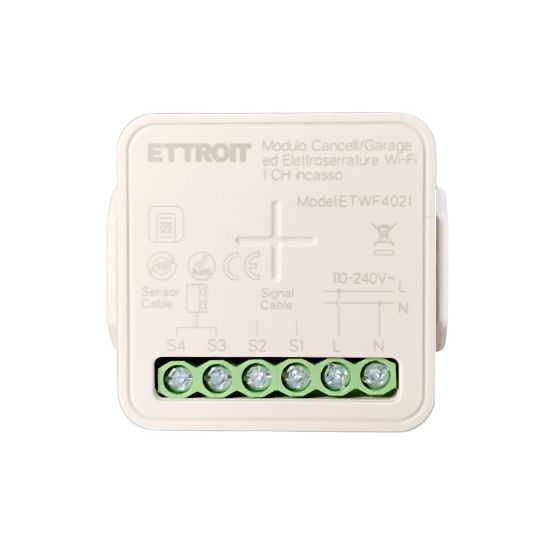 ETWF4021 — Modulo Cancelli/Garage ed Elettroserrature Wi-Fi 1CH incasso