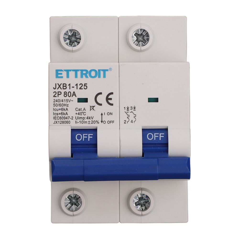 JX128060 — Interruttore Magnetotermico 2P 80A 220V 6kA