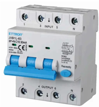 JX262063-M — Magnetotermico Differenziale 3P+N 20A 300mA 380V-6kA MECCANICO