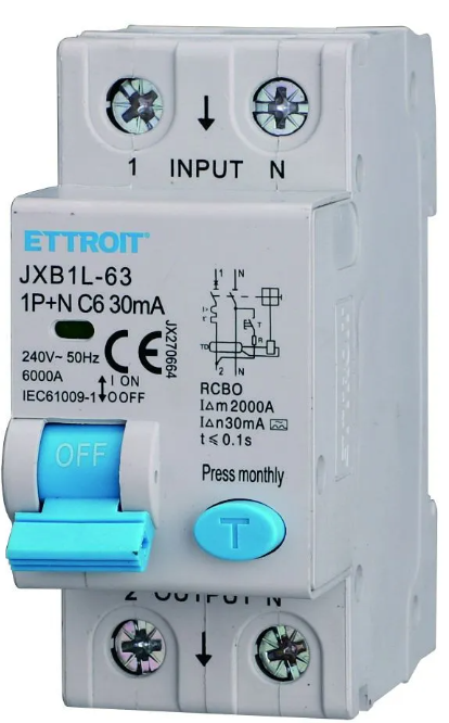 JX271064-E — Magnetotermico Differenziale 1P+N 10A 30mA 220V-6kA CLASSE A ELETTRONICO